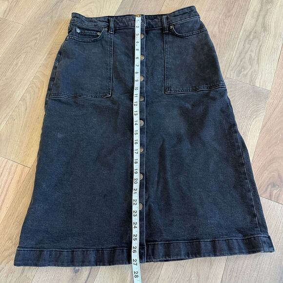 Lauren Ralph Lauren Button Down Black Denim Skirt Knee Length Midi Size 8 - Picture 7 of 8